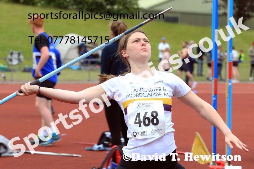 Womens under-20s javelin, 2022 Northern Senior and Under-20 Champs., Wavertree Athletics Centre, Liverpool. Photo: David T. Hewitson/Sports for All Pics